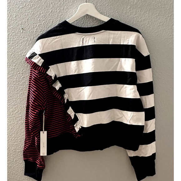 Sundays NYC Women's Ruffle Striped Long Sleeve Pullover Sweatshirt Small NWT - Picture 4 of 8